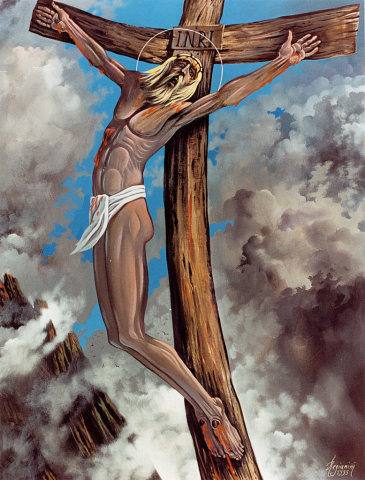 L'ultimo respiro (il Cristo dei monti) - 1995 Acrilico su tavola - cm 80x100