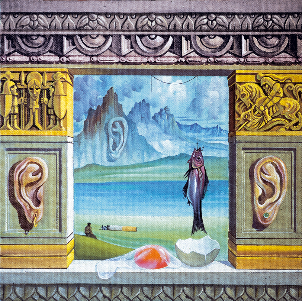 Finestrella decorata con natura morta -1991 Olio su tela - cm 50x50